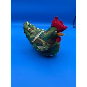 Vintage Handmade Fabric Hen Chicken Pincushion Green-AbstractGeometric